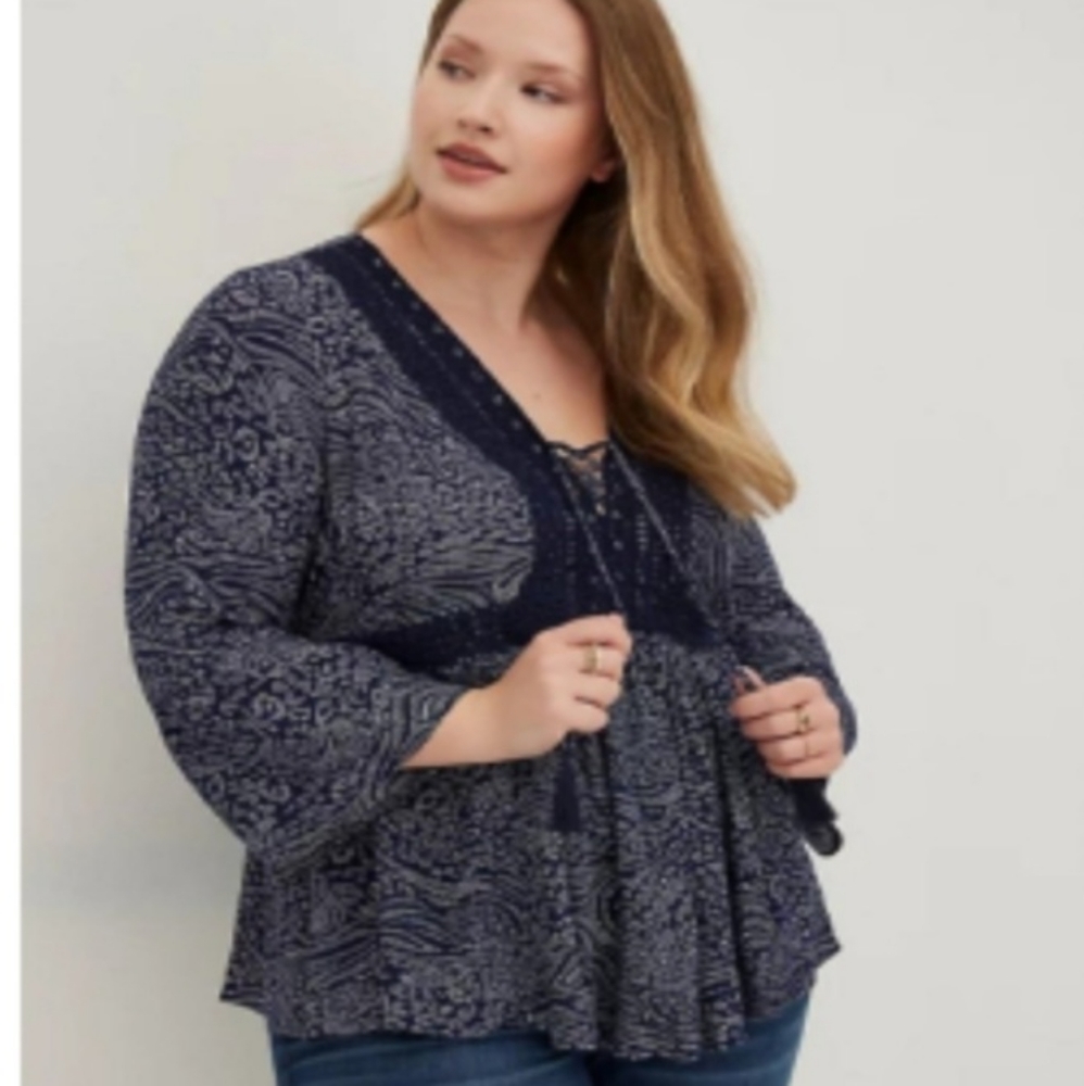 NWT Torrid crinckle gauze babydoll top